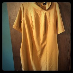 Eloquii asymmetrical collar yellow dress